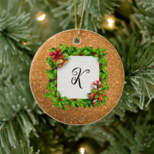 Personlig Guld Glitter jul Julgransprydnad Keramik
