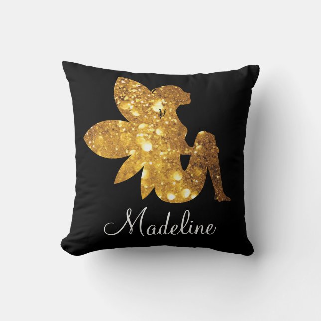 Personlig Guld Glitter Magic Fairy Kudde (Framsida)
