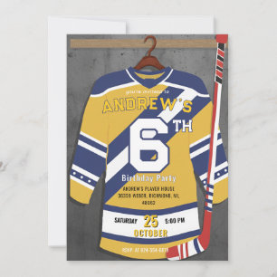 Personlig Guld Hockey Födelsedagsfest Inbjudan