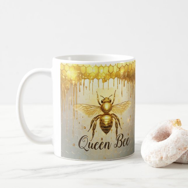 Personlig Guld Honungsbin Beehive Honeybee Kaffemugg (Med munk)