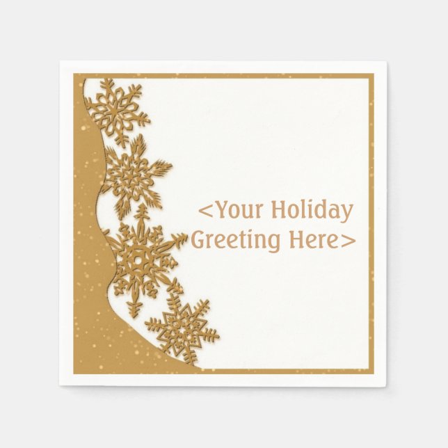 Personlig Guld jul Snowflake Napkins Pappersservett (Framsidan)