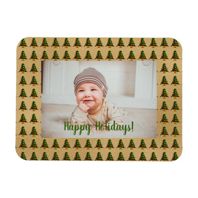 Personlig Guld Julgran Magnet (Horisontell)