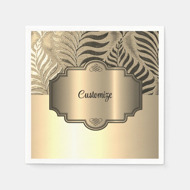 Personlig Guld Löv Motif 3 Pappersservett (Framsidan)