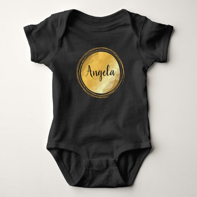 Personlig guld metalldräkt av svart baby tröja (Framsida)