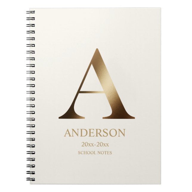 Personlig Guld Monogram | Benvit Anteckningsbok (Framsidan)