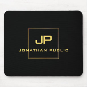 Personlig Guld Monogram Black Template Elegant Musmatta