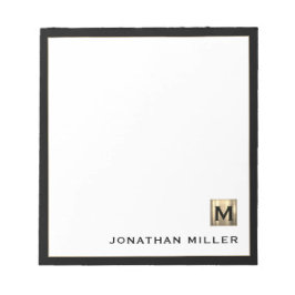Personlig Guld Monogram Black White Anteckningsblock