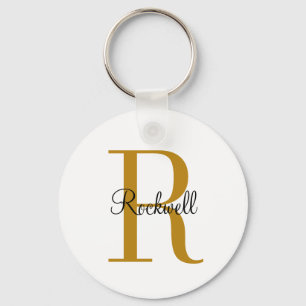Personlig Guld Monogram Namn Initial Nyckelring
