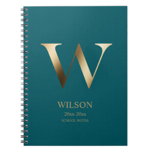 Personlig Guld Monogram Teal Anteckningsbok