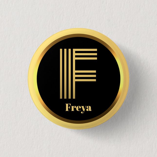 Personlig Guld Monogrammed Brev F Knapp (Framsida)