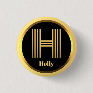 Personlig Guld Monogrammed Brev H Knapp
