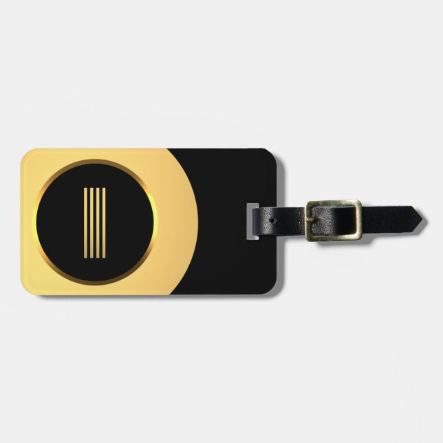 Personlig Guld Monogrammed Brev I Bagagetag Bagagebricka (Horisontell Framsida)