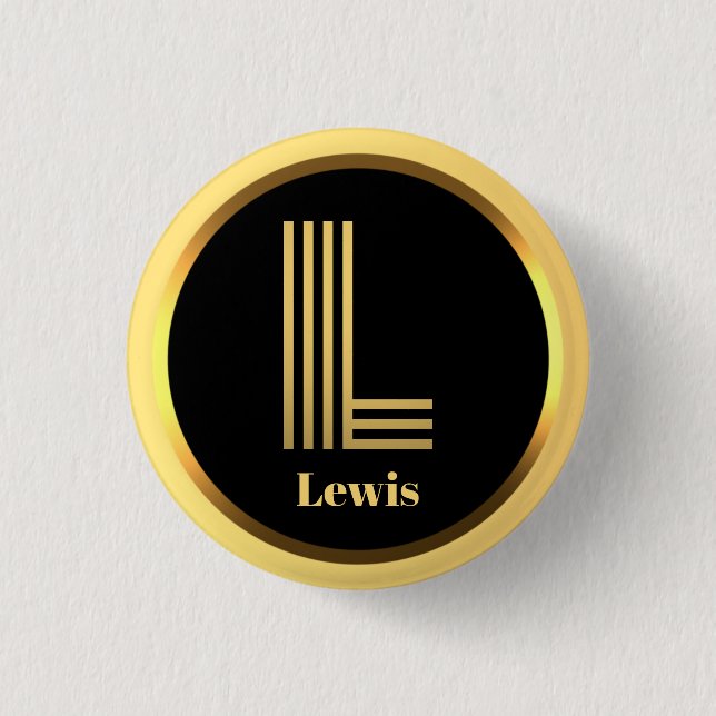 Personlig Guld Monogrammed Brev L Knapp (Framsida)