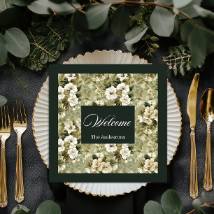 Personlig Guld Napkins Chic Botaniskt utkast Pappersservett