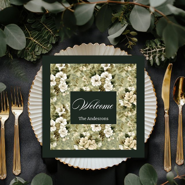Personlig Guld Napkins Chic Botaniskt utkast Pappersservett (Personalized Gold Napkins Chic Botanical Design)