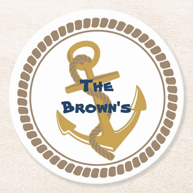 Personlig Guld Nautical Underlägg (Framsidan)