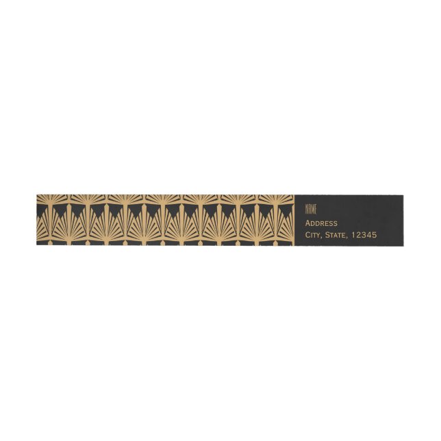 Personlig Guld och Black Art Deco Mönster Etikettband (Individual)