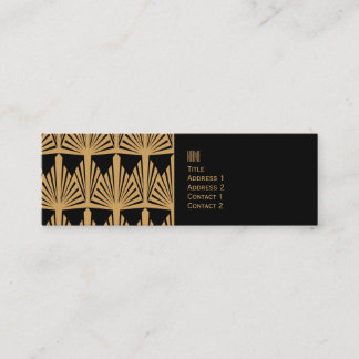 Personlig Guld och Black Art Deco Mönster Mini Visitkort