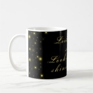 Personlig Guld och gniststjärnor på svart Kaffemugg