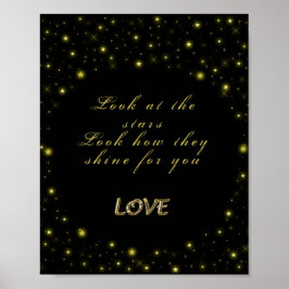 Personlig Guld och gniststjärnor på svart Poster