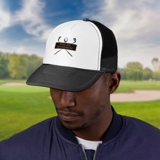 Personlig guld- och svart golfklassiker keps (Skapare uppladdad)