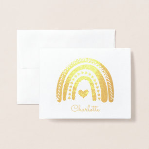 Personlig Guld Rainbow Little Heart Guld Folierat Kort