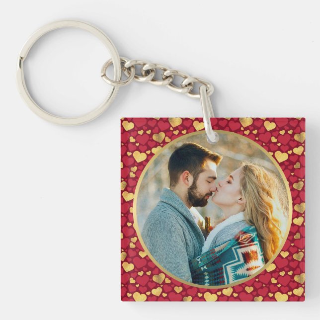 Personlig Guld, Red Hearts Valentine Day Gift (Framsidan)