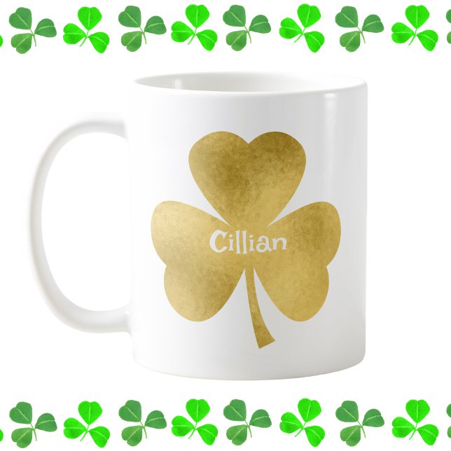 Personlig Guld Shamrock Kaffemugg (Skapare uppladdad)