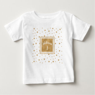 Personlig Guld Star Glitter Birthday T Shirt