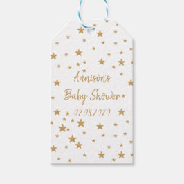 Personlig Guld Star Glitter Girl Baby Shower Presentetikett