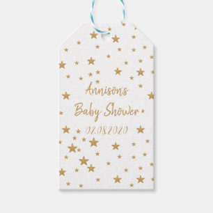 Personlig Guld Star Glitter Girl Baby Shower Presentetikett