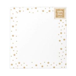 Personlig Guld Star Glitter Gnistra Vit Cute Anteckningsblock