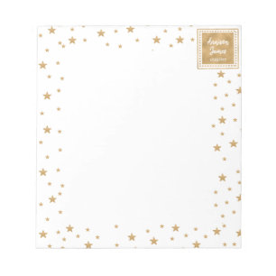 Personlig Guld Star Glitter Gnistra Vit Cute Anteckningsblock