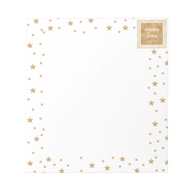 Personlig Guld Star Glitter Gnistra Vit Cute Anteckningsblock (Framsida)