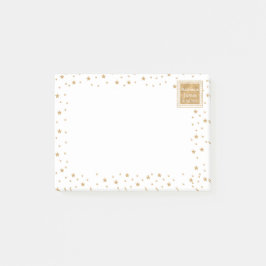 Personlig Guld Star Glitter Gnistra Vit Cute Post-it Block
