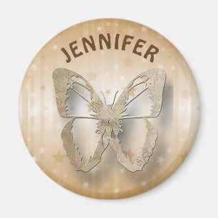Personlig Guld Stars and Butterfly Magnet