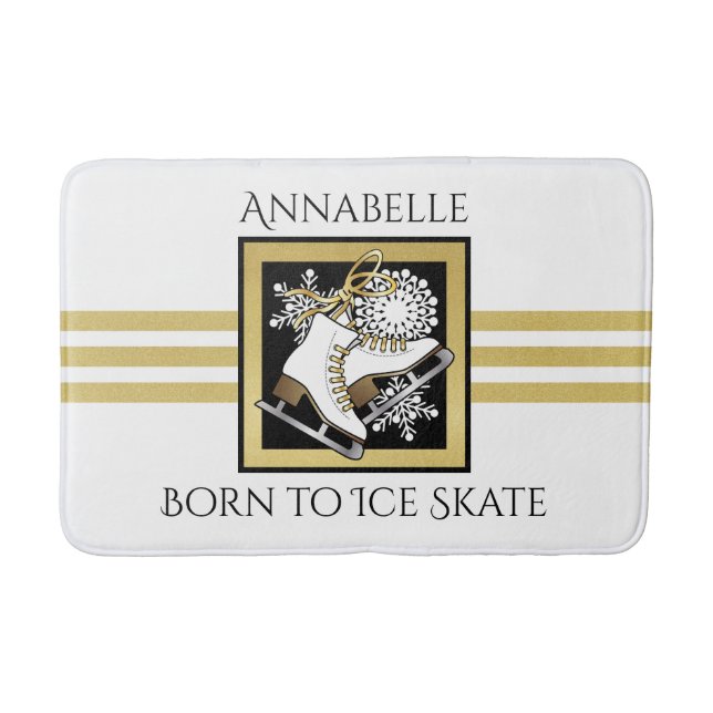 Personlig Guld Svartvit isskal från Glitter Badrumsmatta (Framsidan)