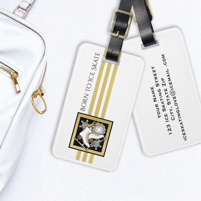 Personlig Guld Svartvit isskal från Glitter Bagagebricka (Skapare uppladdad)