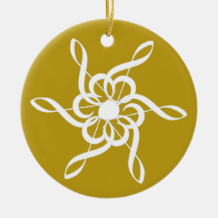 Personlig Guld Treble Clef Snowflake Musical Julgransprydnad Keramik