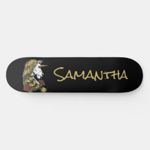 Personlig Guld Unicorn Mini Skateboard Bräda 18,5 Cm