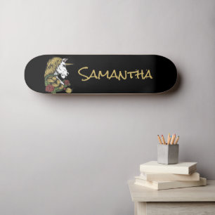 Personlig Guld UnicornSkateboard Mini Skateboard Bräda 18,5 Cm