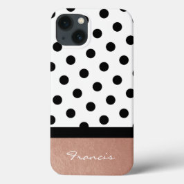 Personlig Guld White and Black Polka Dot