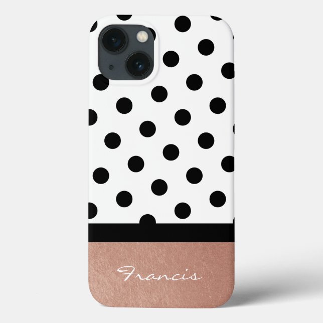 Personlig Guld White and Black Polka Dot (Baksida)