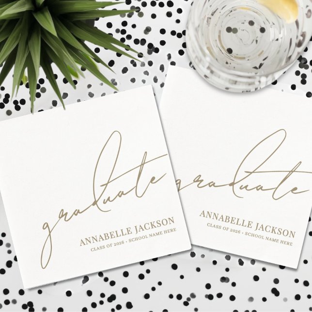 Personlig guldavgångsceremoni pappersservett (Personalized Gold Graduation Napkins)