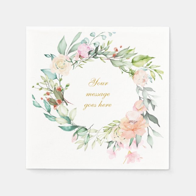 Personlig guldbokstavrosegirlangblomma pappersservett (Framsidan)