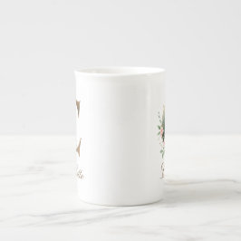 Personlig guldbokstavsinitial C med blommor Benporslin Mugg