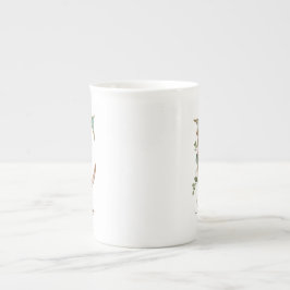 Personlig guldbokstavsinitial E med blommor Benporslin Mugg