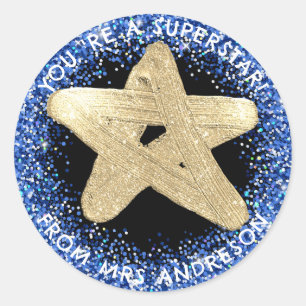 Personlig Gulden superstar Teacher Reward Runt Klistermärke