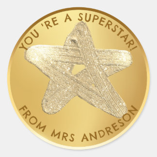 Personlig Gulden superstar Teacher Reward Runt Klistermärke