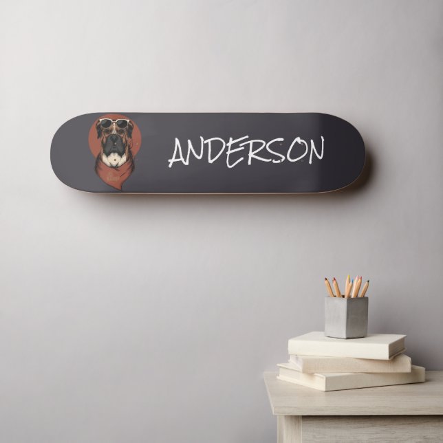 Personlig gullig Boxer Mini Skateboard Bräda 18,5 Cm (Väggkonst (Horz))
